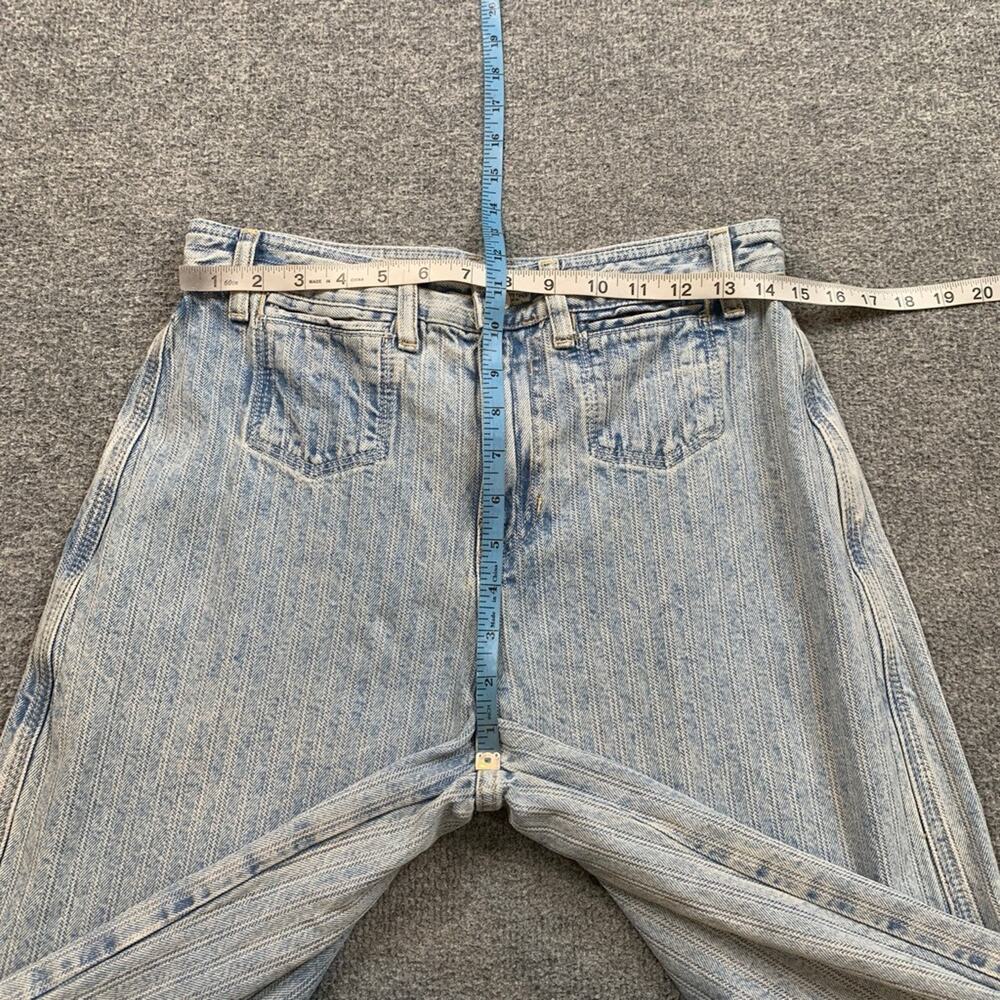 We The Free People Jeans Womens 28 Denim Brette Wide Leg Cropped Stripe Cuffed - Picture 6 of 15